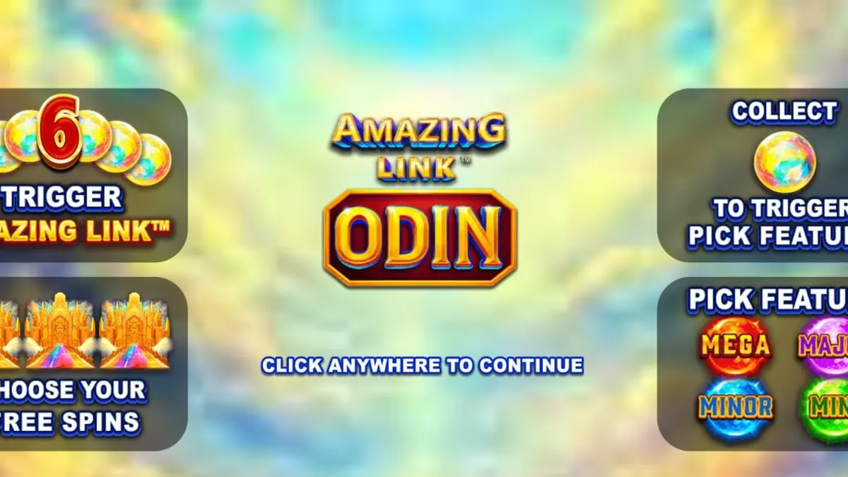 Visual megah dari slot Amazing Link Odin dengan latar belakang Asgard dan simbol-simbol mitologi Nordik.