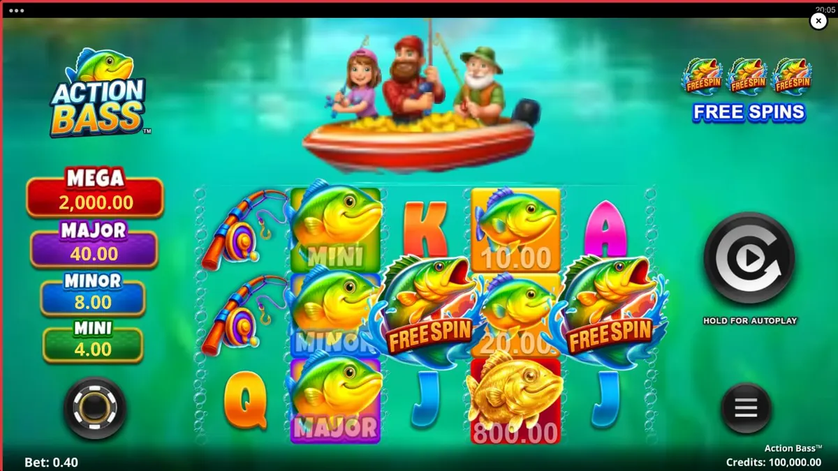 Tampilan visual slot Action Bass dengan tema memancing keluarga
